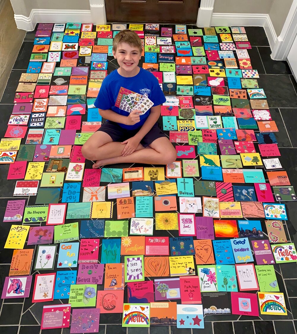Miles collected and donated over 250 cards to Not Alone Notes for a service project!