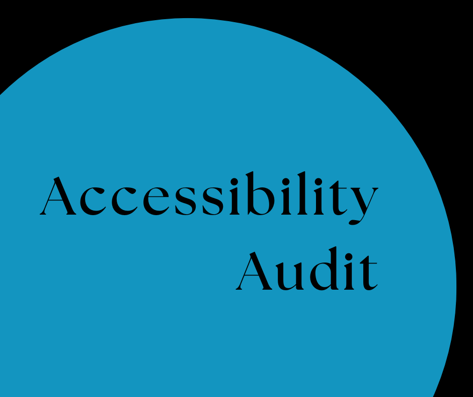 Black text that says "Accessibility Audit" on a blue circle